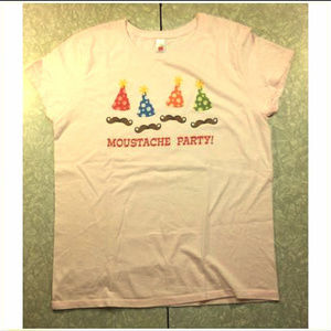 Moustache Party T Shirt, Birthday Hats, Light Pink
